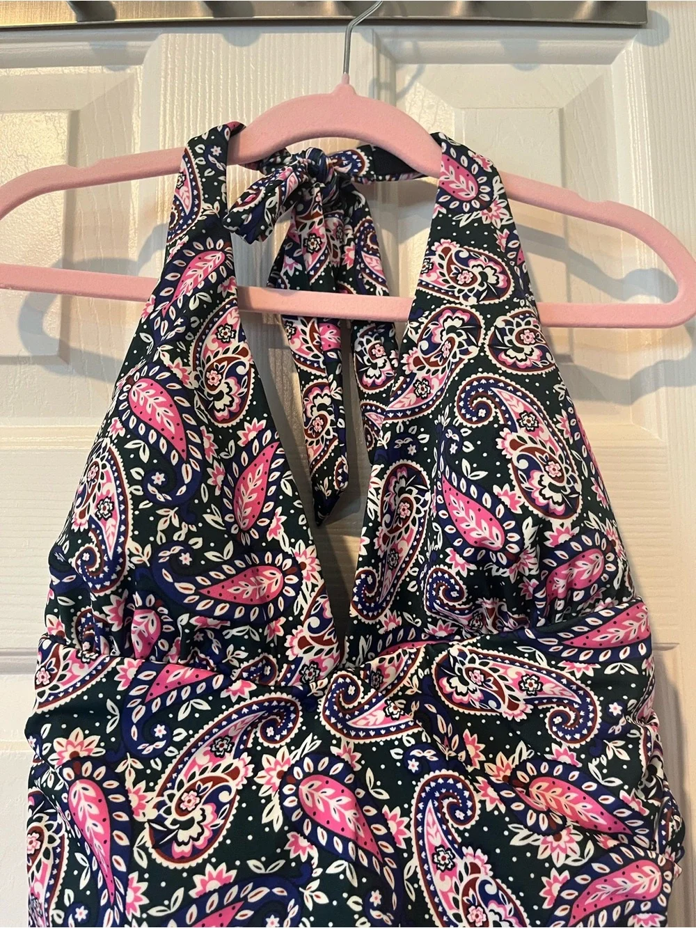 Boden Valencia One Piece Swimsuit. Green, blue, pink paisley. Size 6 - Picture 6 of 12